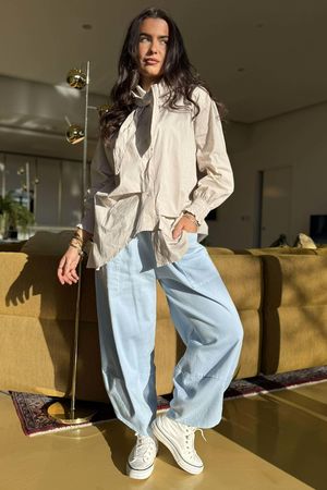 Gaberdine Shelby Barrel Pant Denim